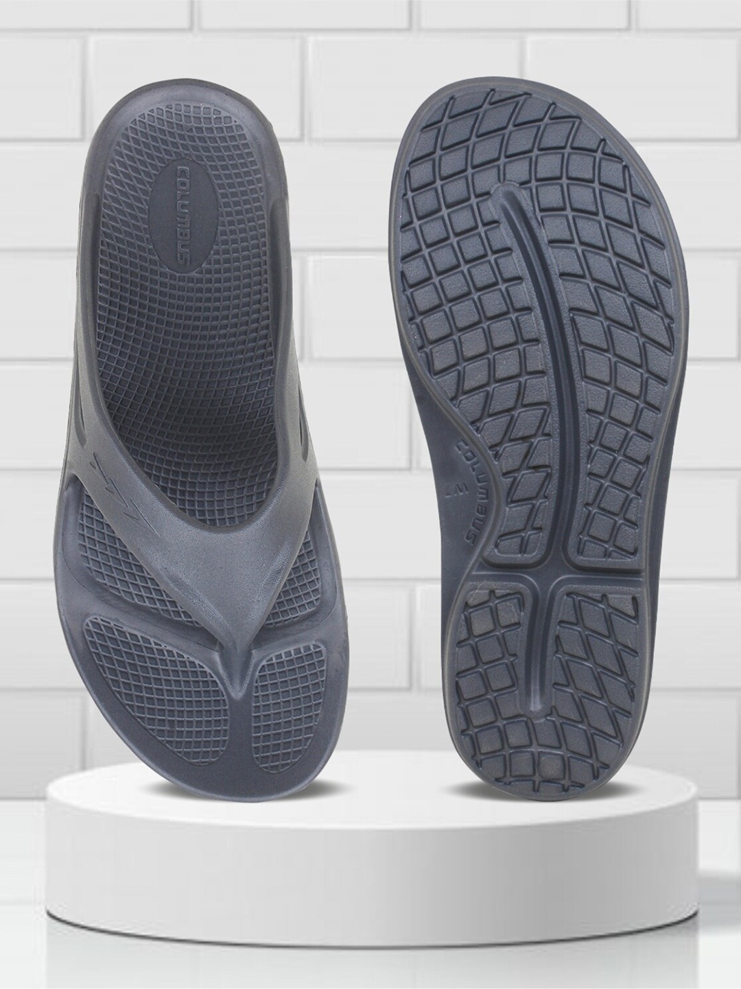 

Columbus Women Grey Self Design Slip-On