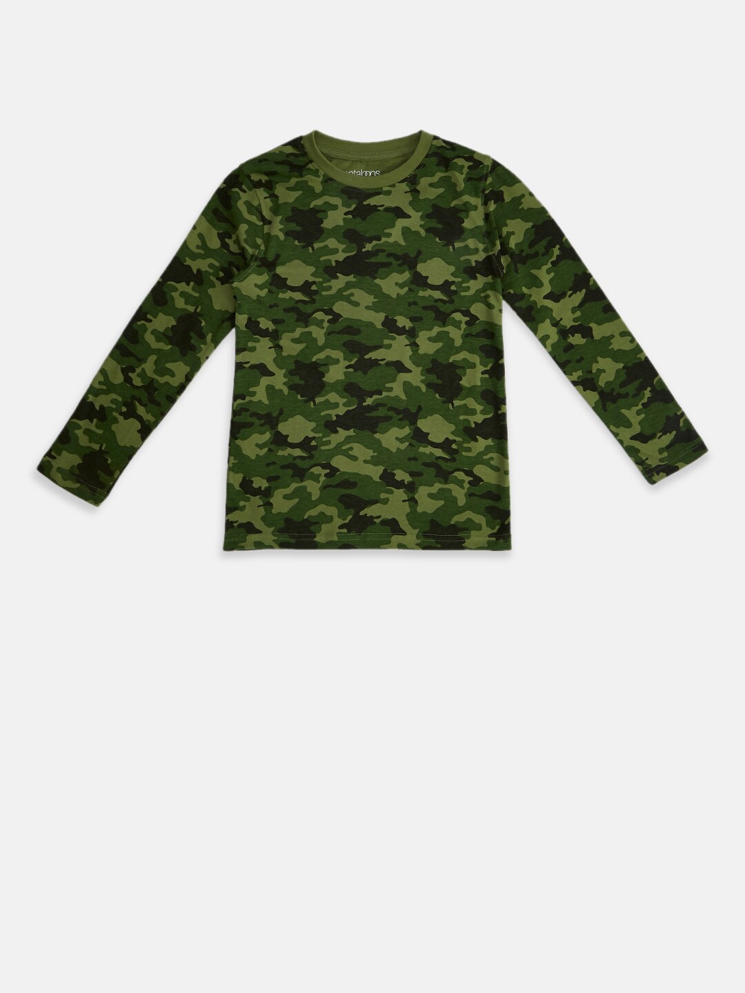 

Pantaloons Junior Boys Olive Green Camouflage Printed T-shirt