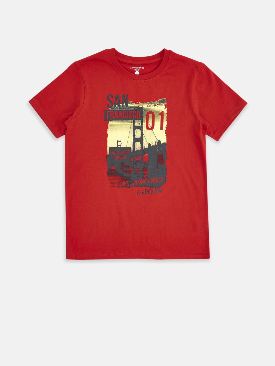 

Pantaloons Junior Boys Red Printed T-shirt