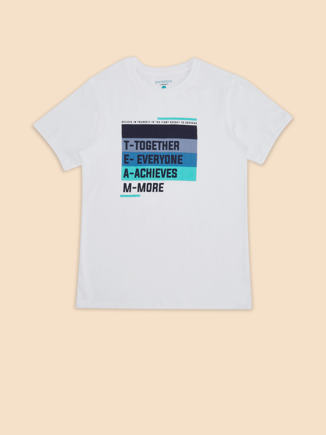 

Pantaloons Junior Boys White Typography Printed T-shirt
