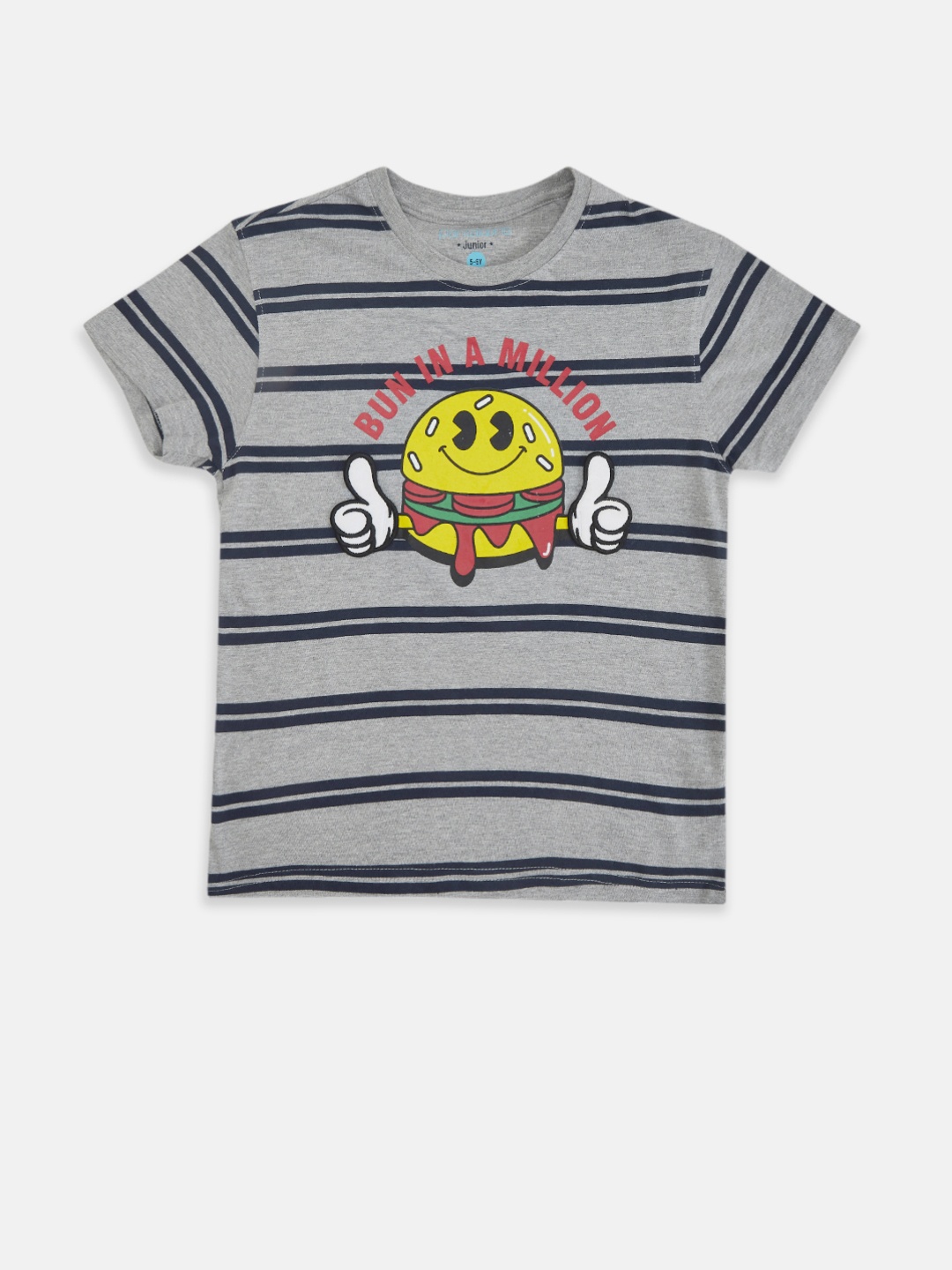 

Pantaloons Junior Boys Grey Melange Striped T-shirt