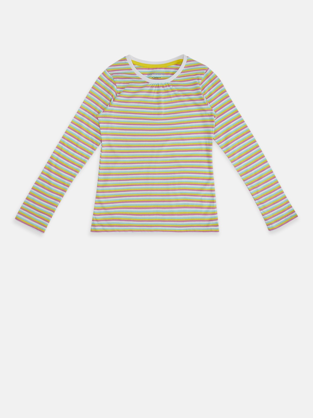 

Pantaloons Junior Girls Multicoloured Striped T-shirt, Multi
