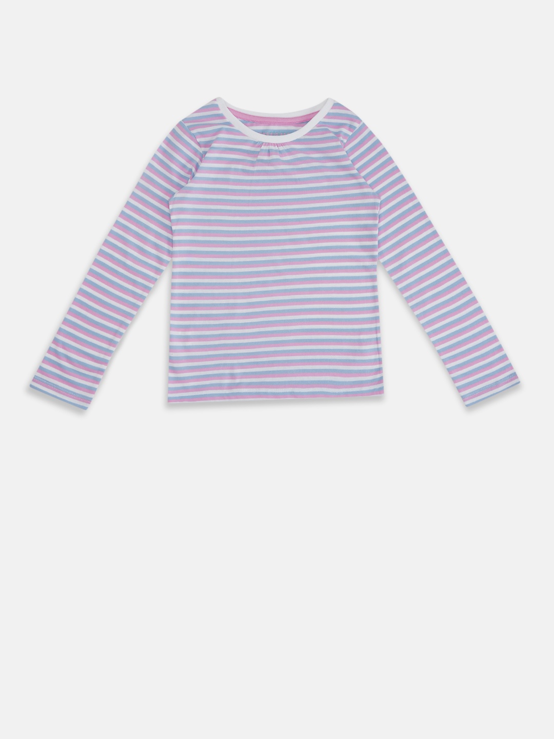 

Pantaloons Junior Girls White & Lavender Striped T-shirt