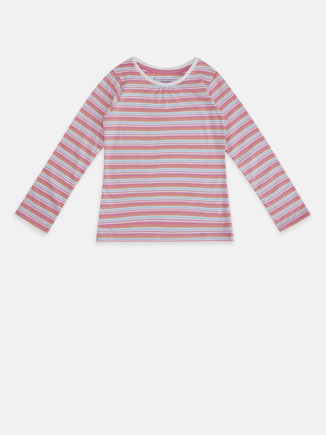 

Pantaloons Junior Girls White & Pink Striped T-shirt