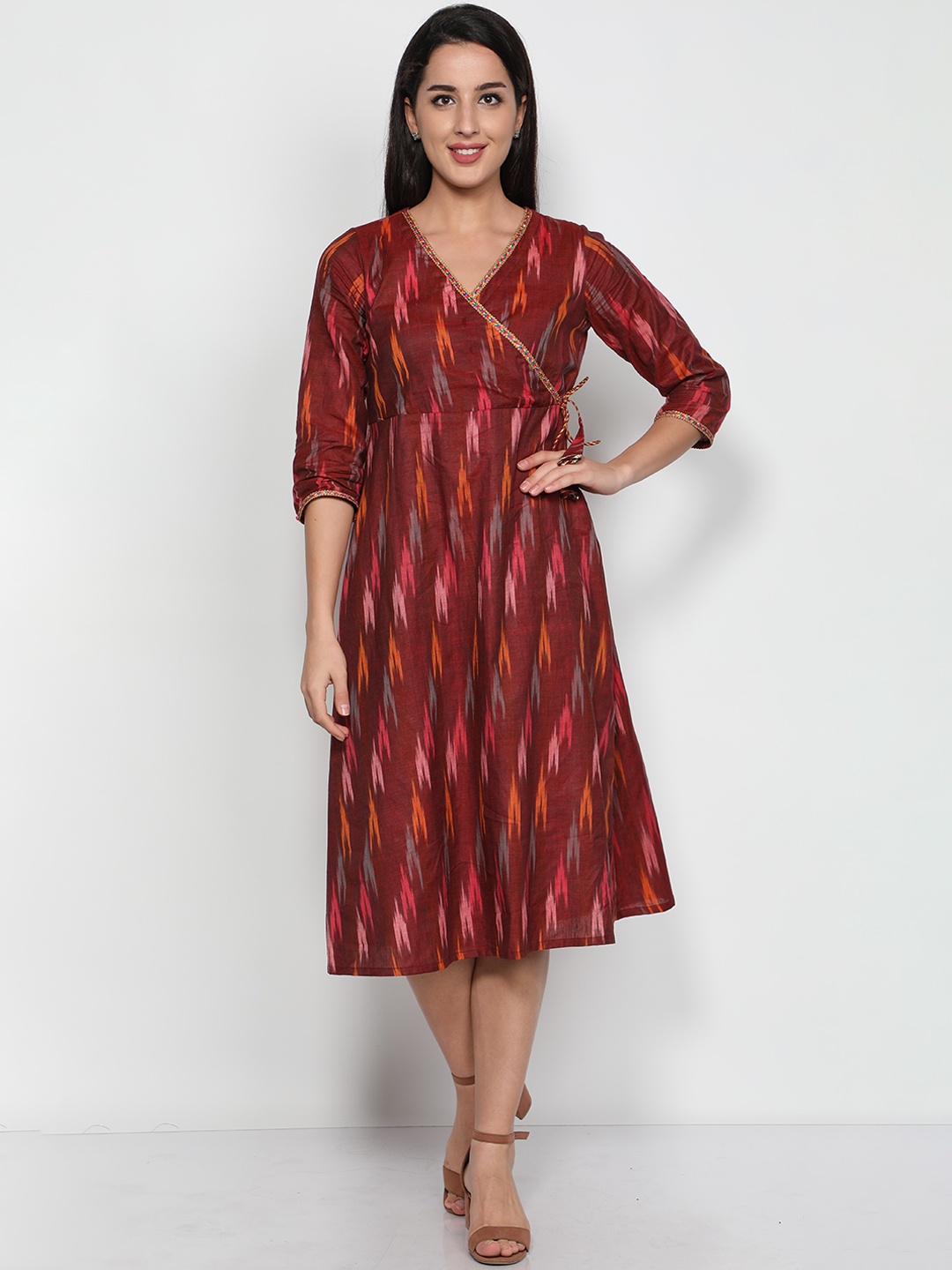

Cot'N Soft Women Maroon Printed Thread Work Handloom Kurta