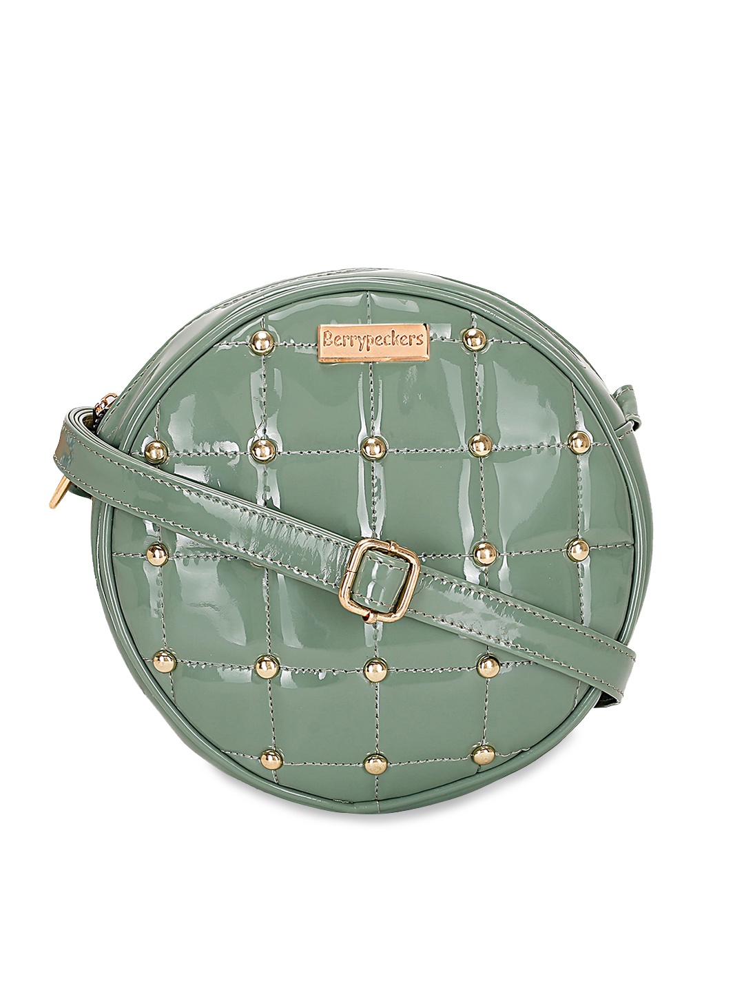 

Berrypeckers Green Embellished PU Swagger Sling Bag