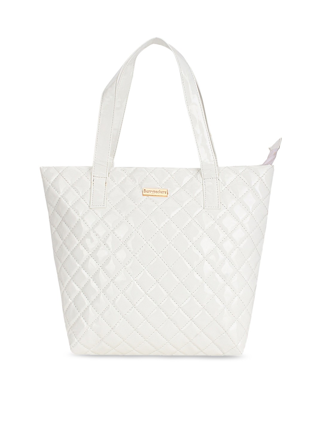 

Berrypeckers White Quilted Shopper Tote Bag