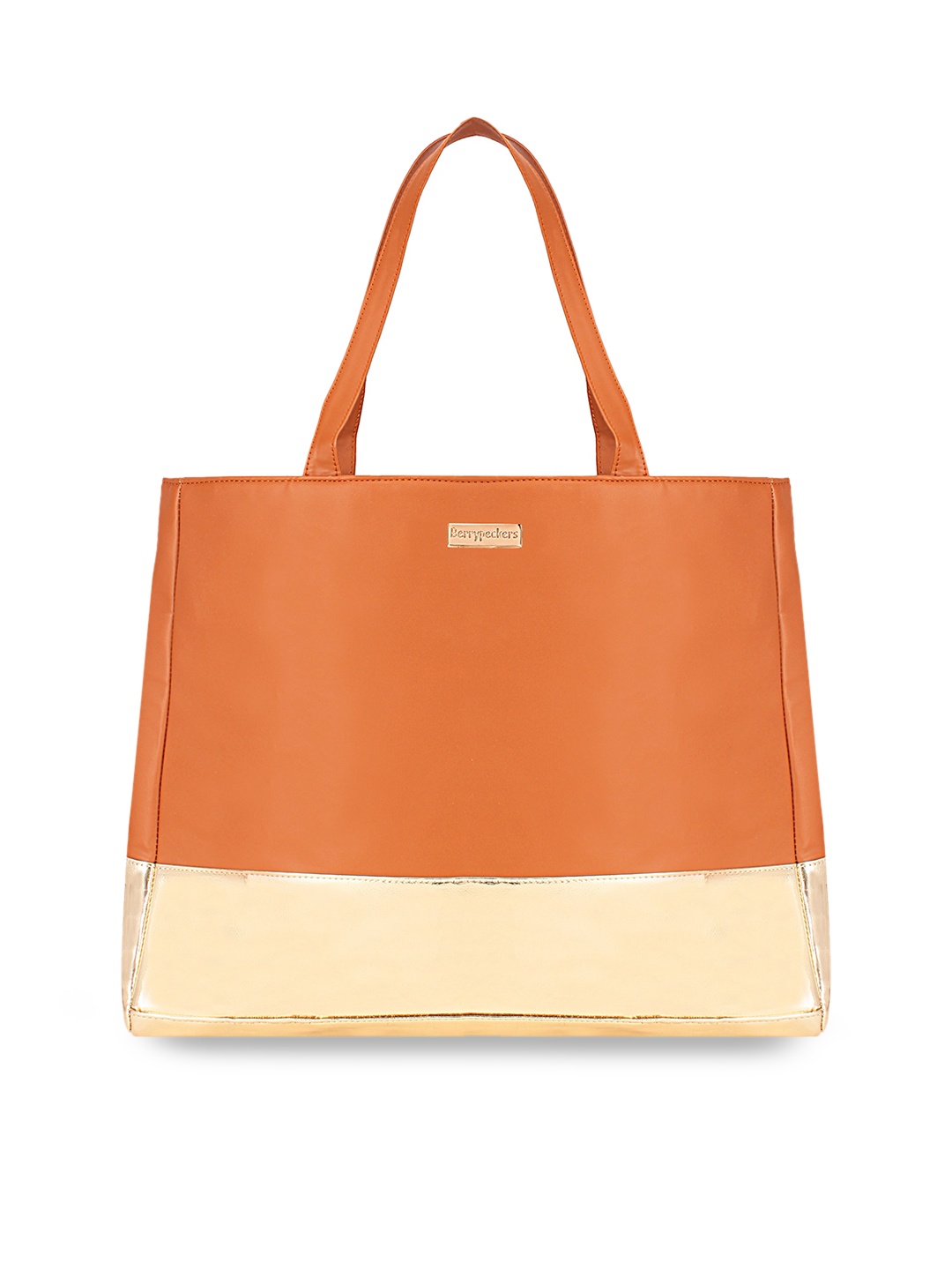 

Berrypeckers Tan Colourblocked Shopper Tote Bag