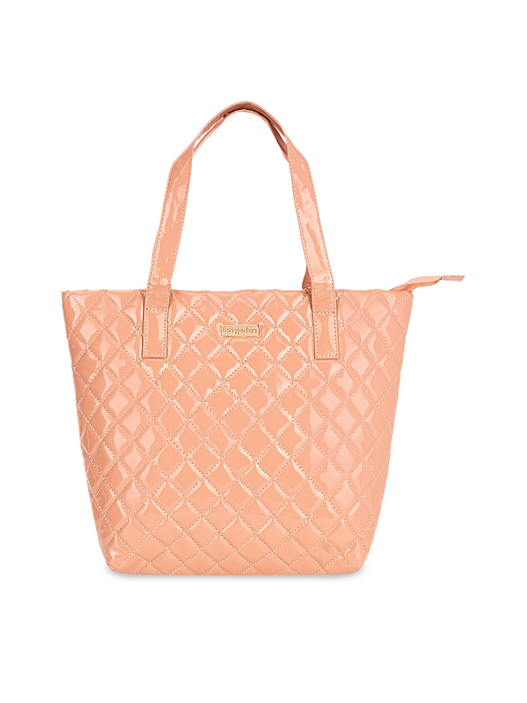 

Berrypeckers Peach-Coloured Quilted Shopper Shoulder Bag