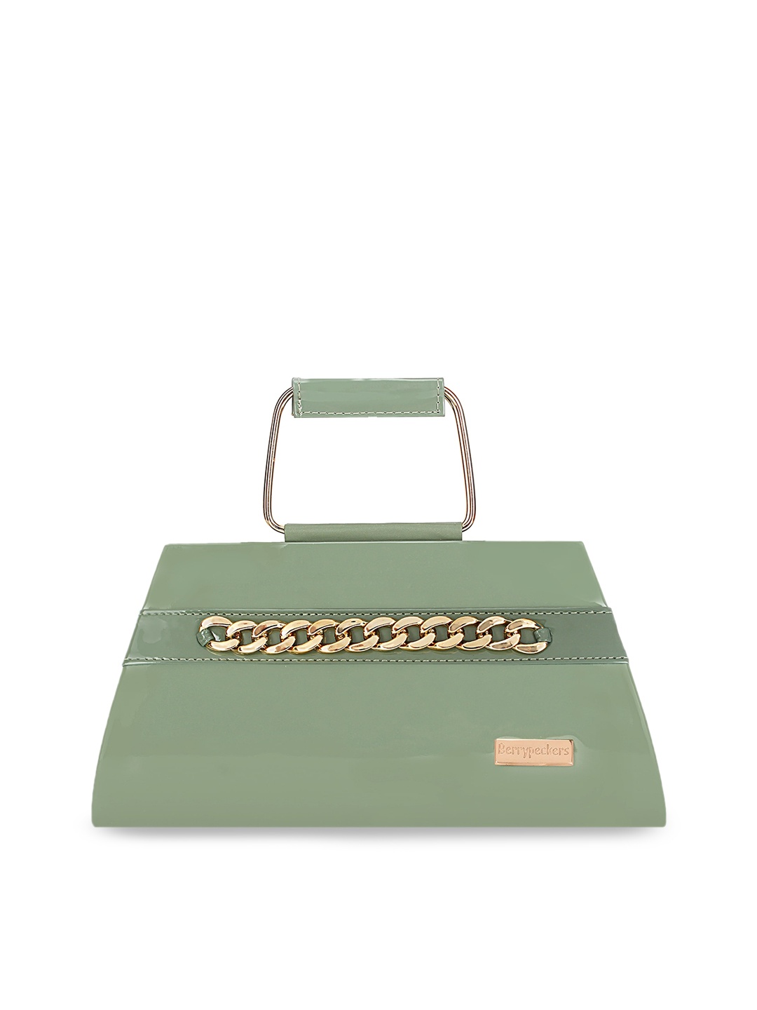 

Berrypeckers Green Embellished Structured Handheld Bag