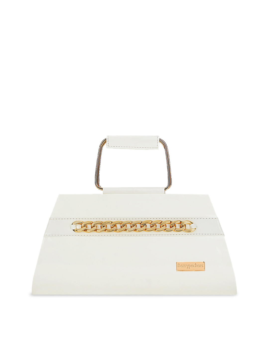 

Berrypeckers White Embellished Structured Handheld Bag