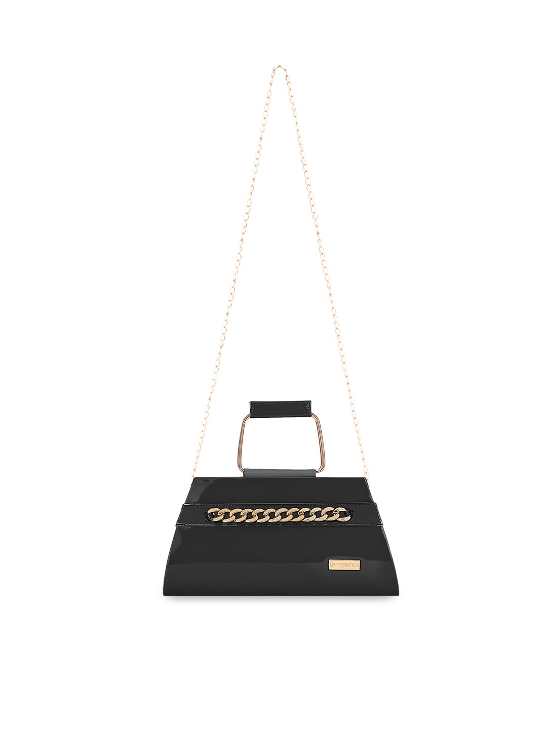 

Berrypeckers Black Embellished Structured Handheld Bag