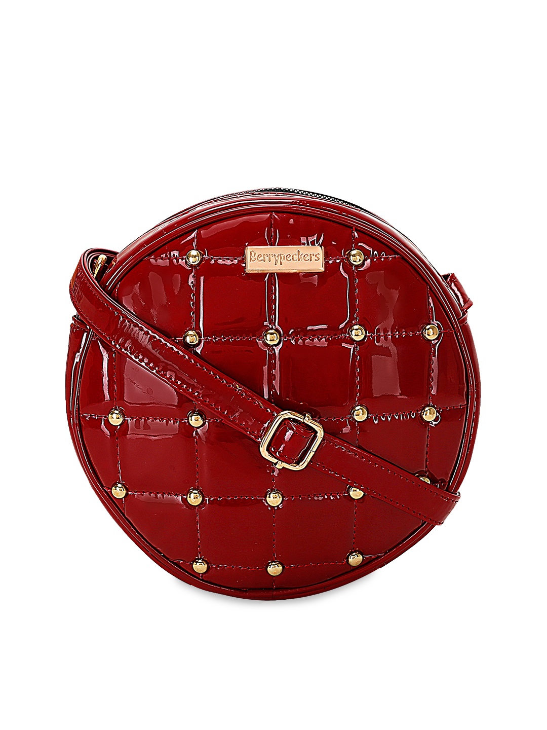 

Berrypeckers Red PU Half Moon Sling Bag