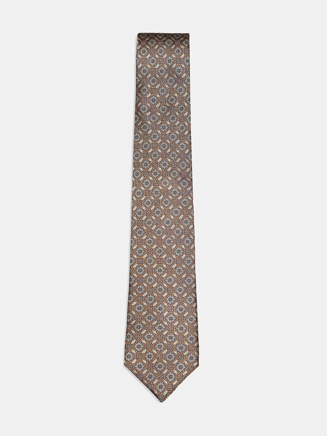 

Blackberrys Men Tan & Cream-Coloured Printed Broad Tie