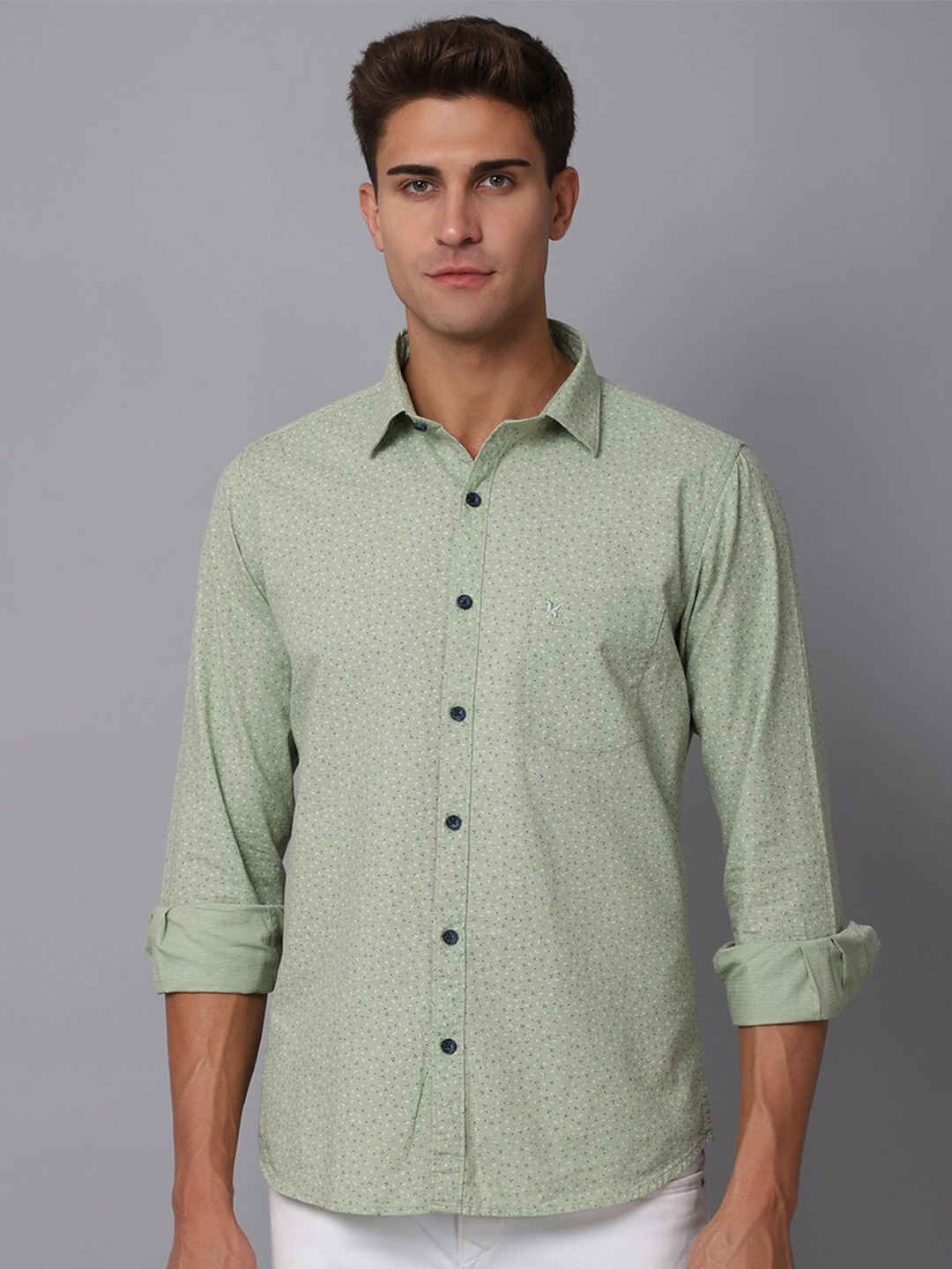 

Cantabil Men Green Printed Casual Shirt