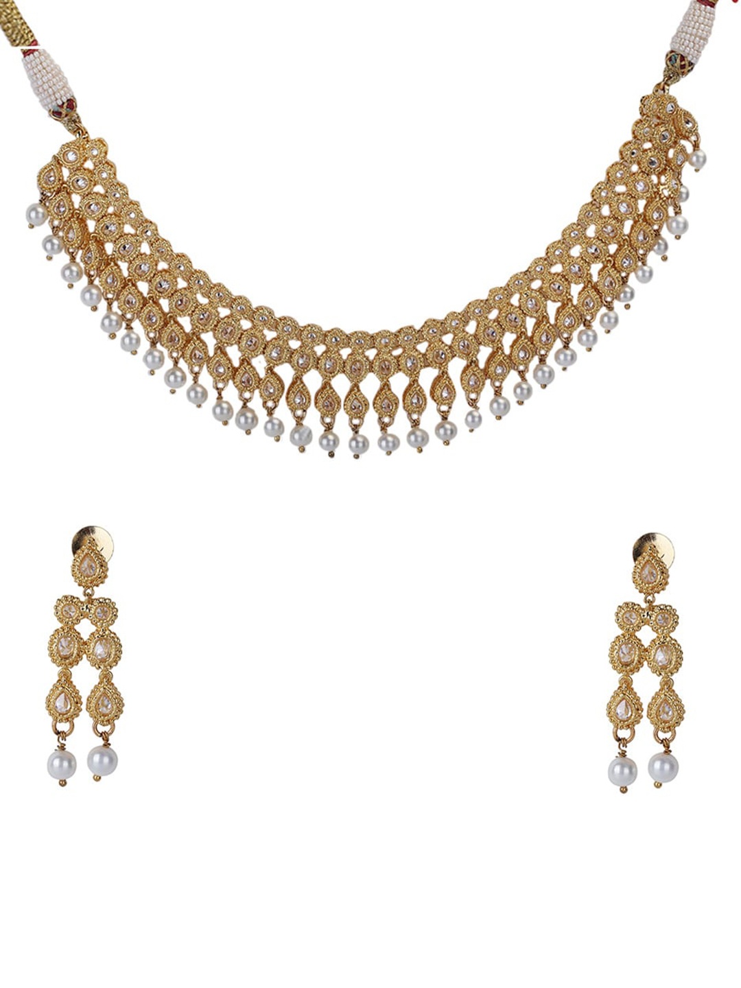 

Runjhun Gold-Plated & Kundan Studded Jewellery Set