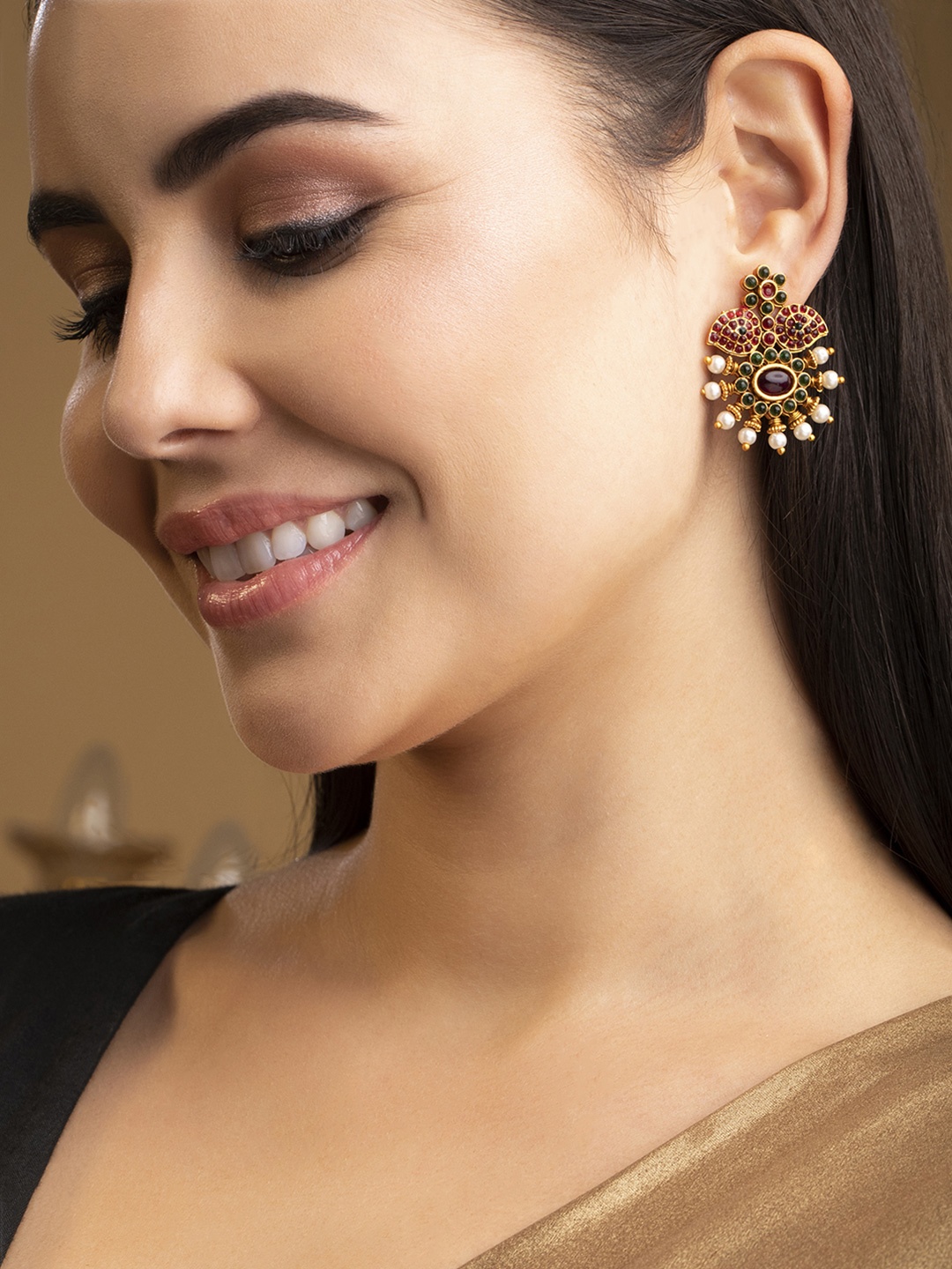 

Rubans Gold-Plated Floral Drop Earrings