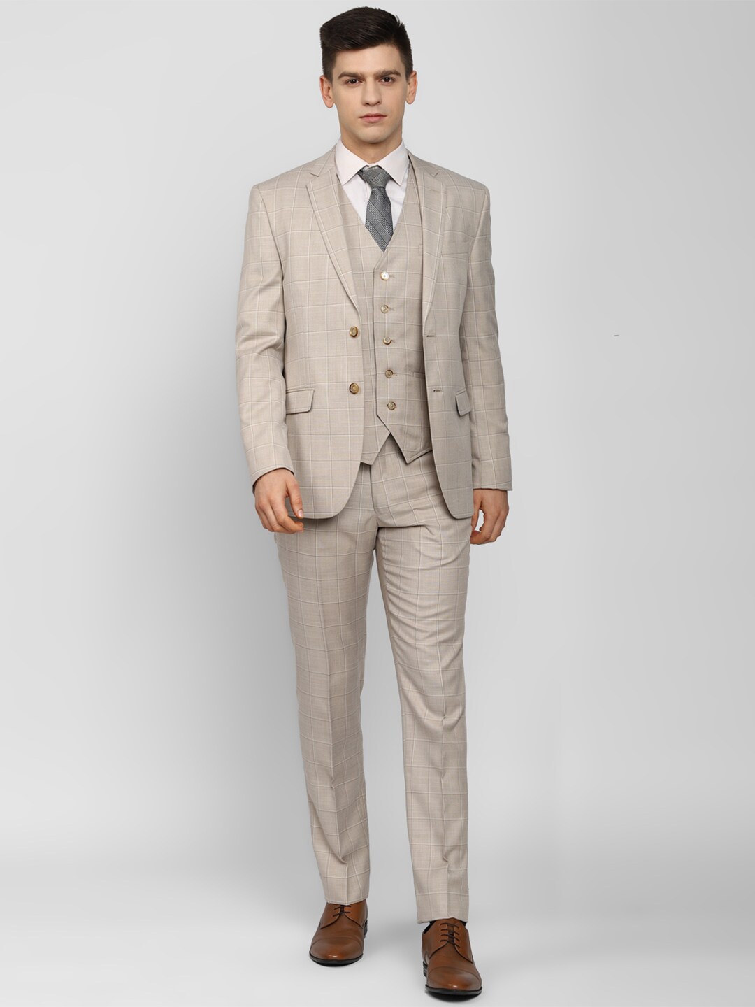 

Van Heusen Men Grey Printed Slim Fit Party Wear Suits
