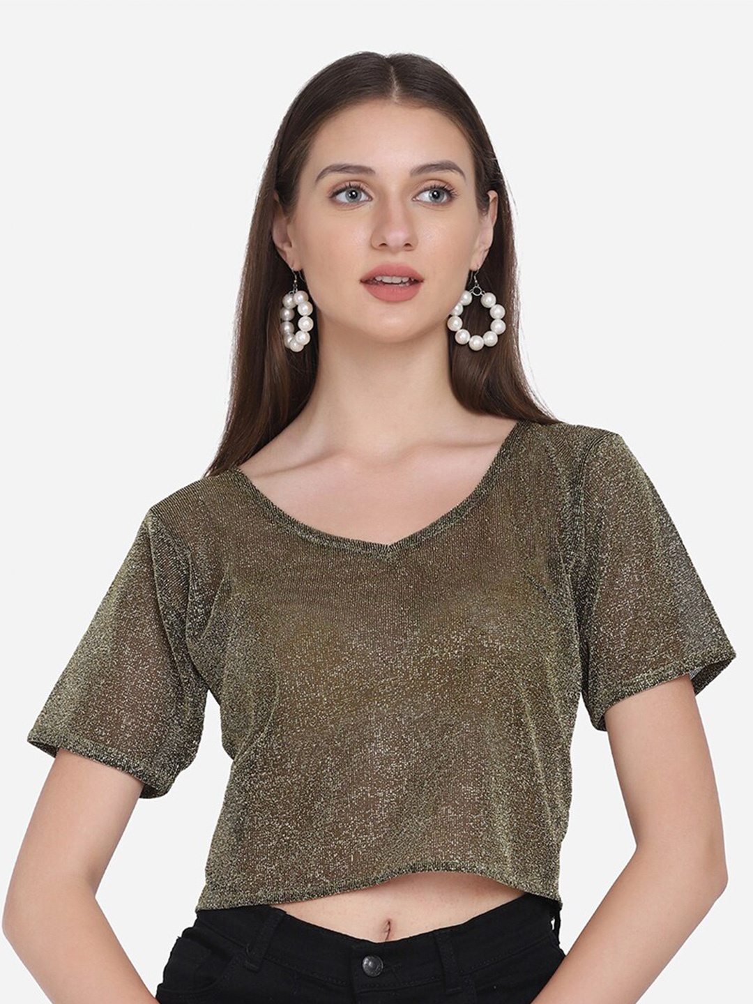 

SAKIA Women Gold-Toned Crop Top