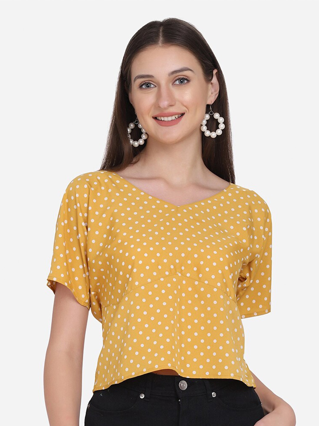 

SAKIA Mustard Women Yellow Print Top