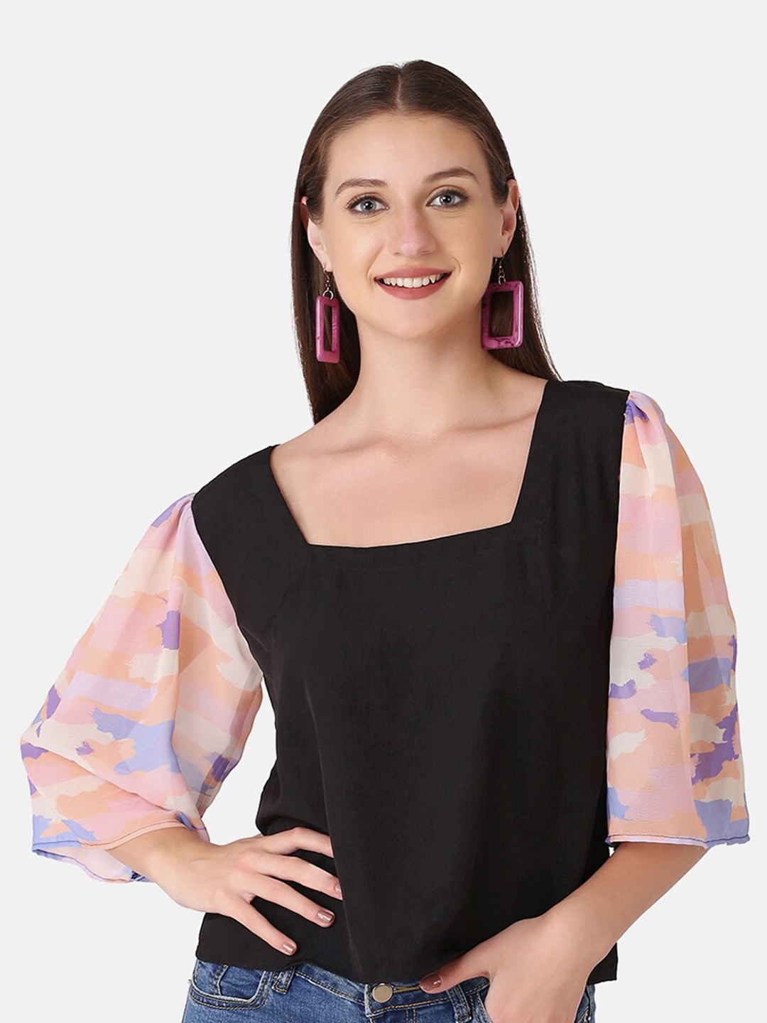 

SAKIA Women Black Solid Top