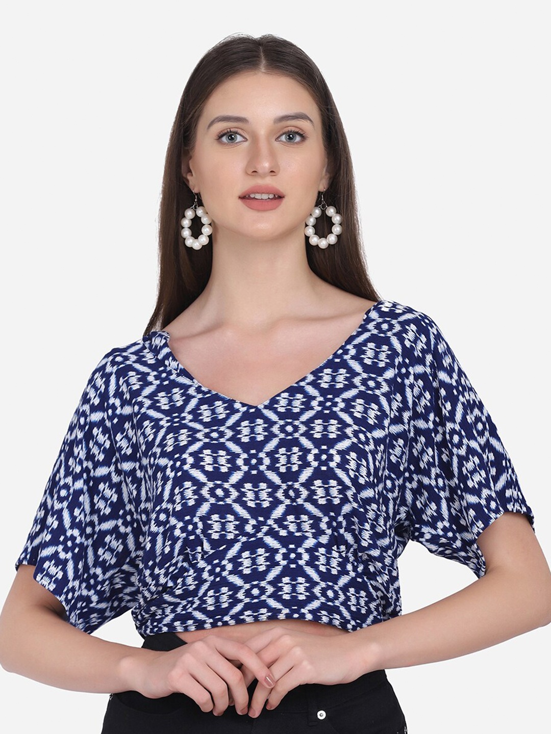 

SAKIA Multicoloured Geometric Print Crop Top, Multi