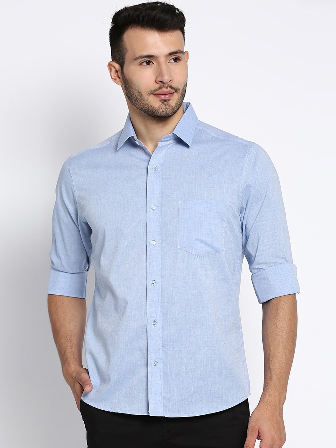 

MOD ECRU Men Blue Solid Standard Casual Shirt