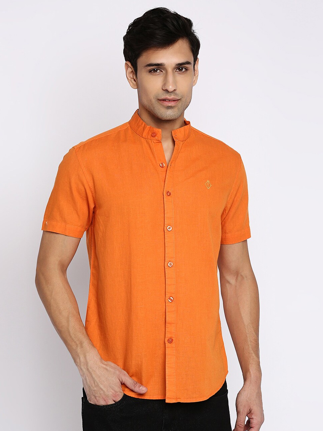 

MOD ECRU Men Orange Straight Slim Fit Casual Shirt