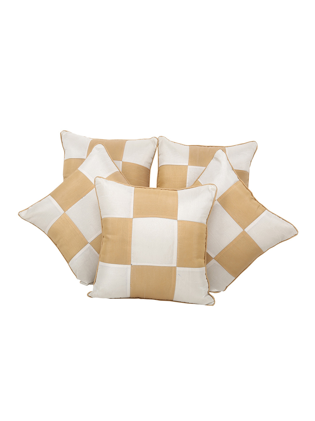 

Clasiko Beige & White Set of 5 Checked Square Cushion Covers