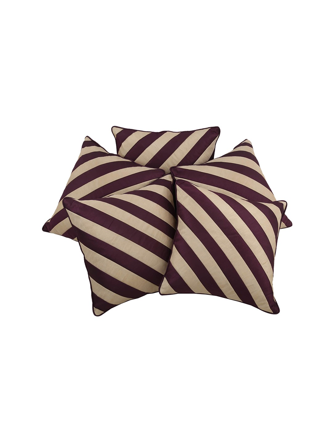 

Clasiko Beige & Brown Pack of 5 Striped Square Cushion Covers