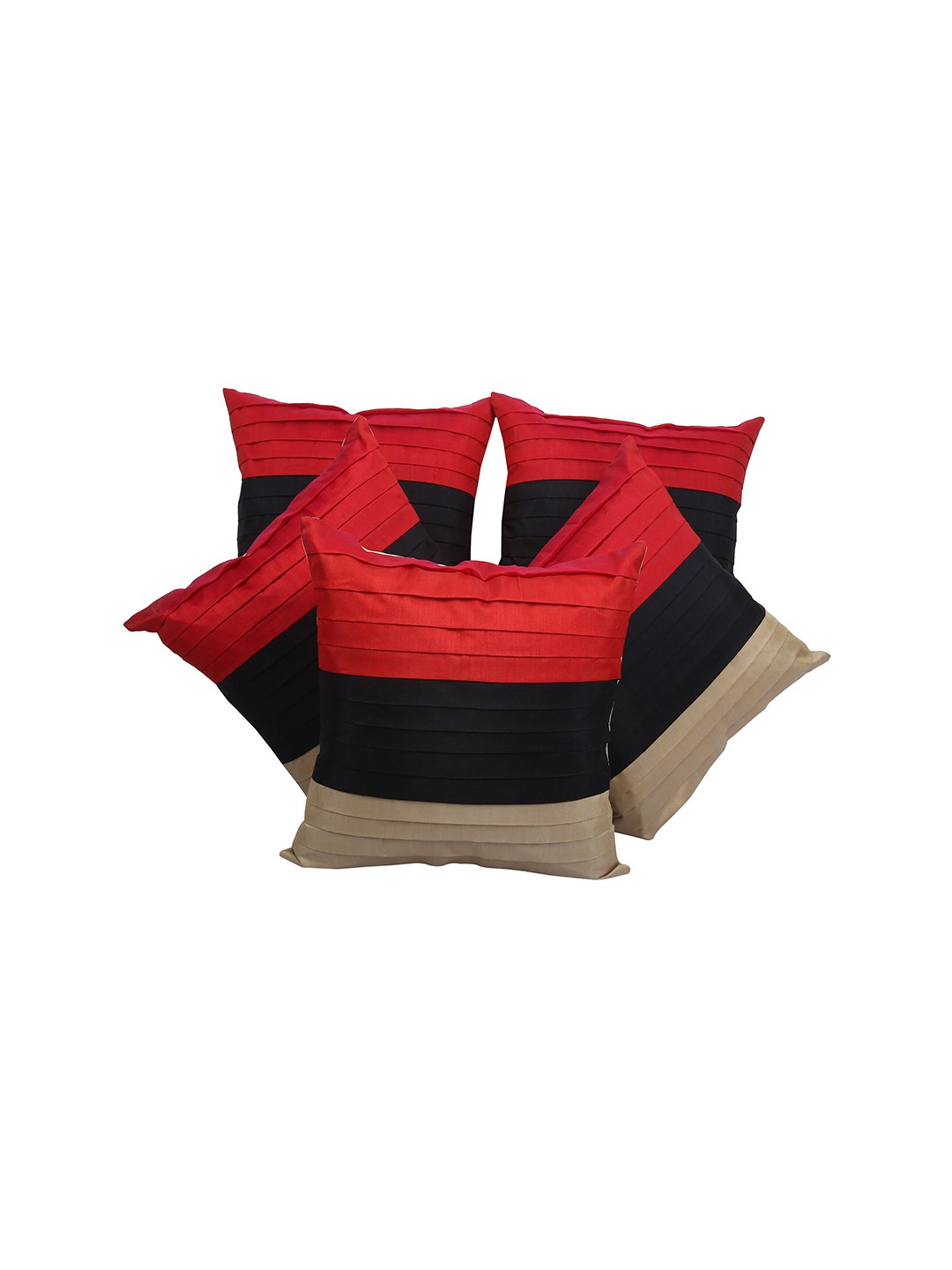 

Clasiko Red & Black Set of 5 Striped Square Cushion Covers