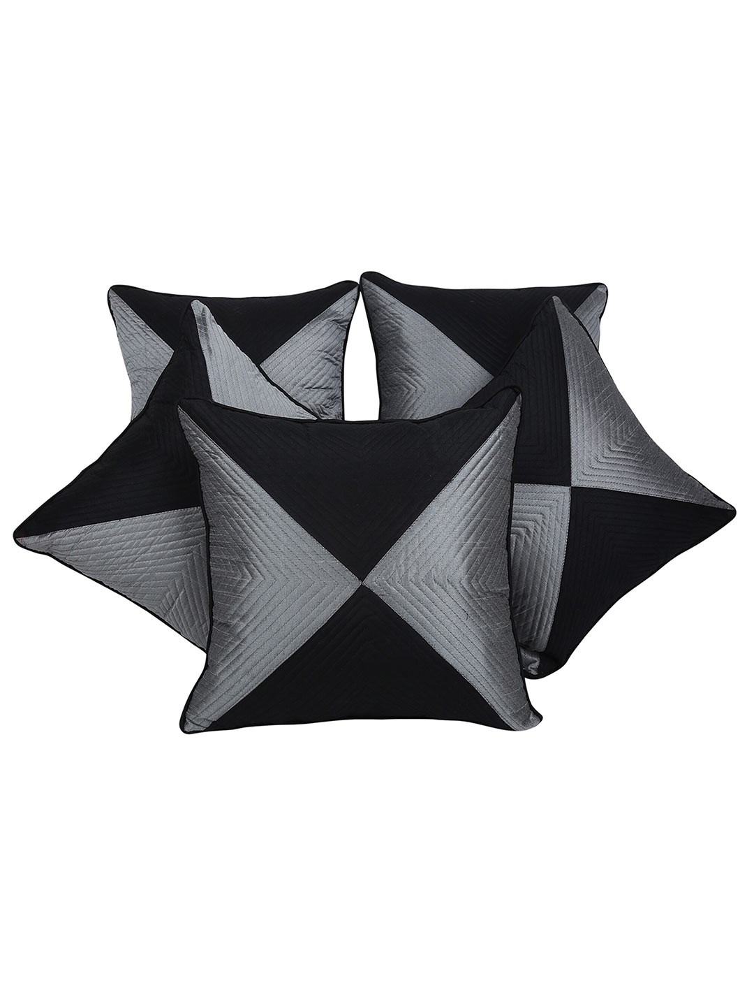 

Clasiko Black & Grey Set of 5 Geometric Square Cushion Covers