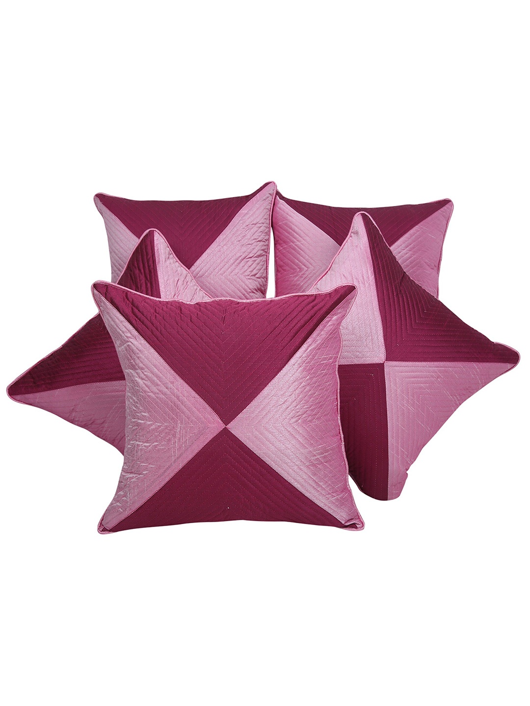

Clasiko Pink Set of 5 Striped Square Cushion Covers