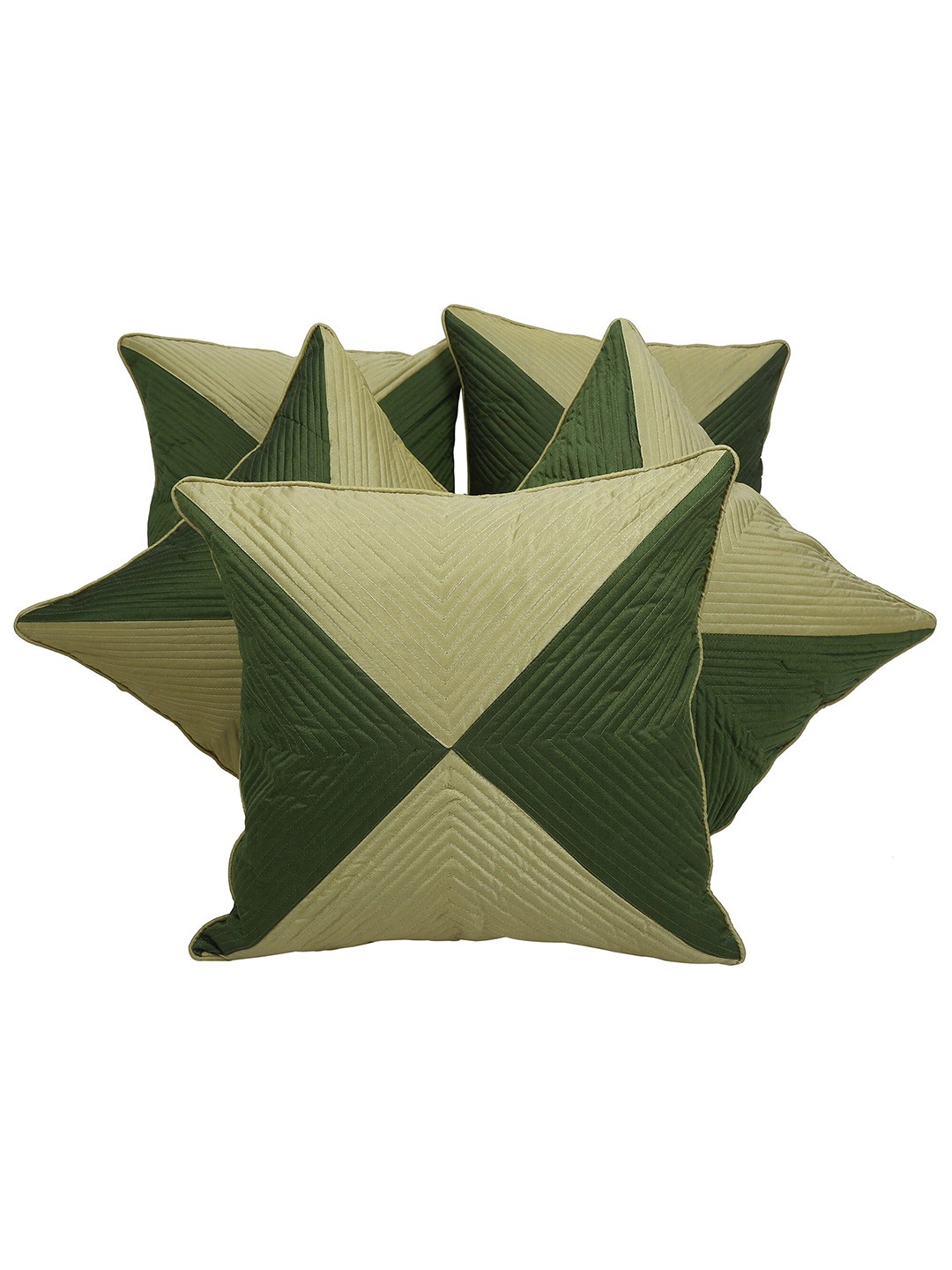 

Clasiko Green & Olive Green Set of 5 Geometric Square Cushion Covers