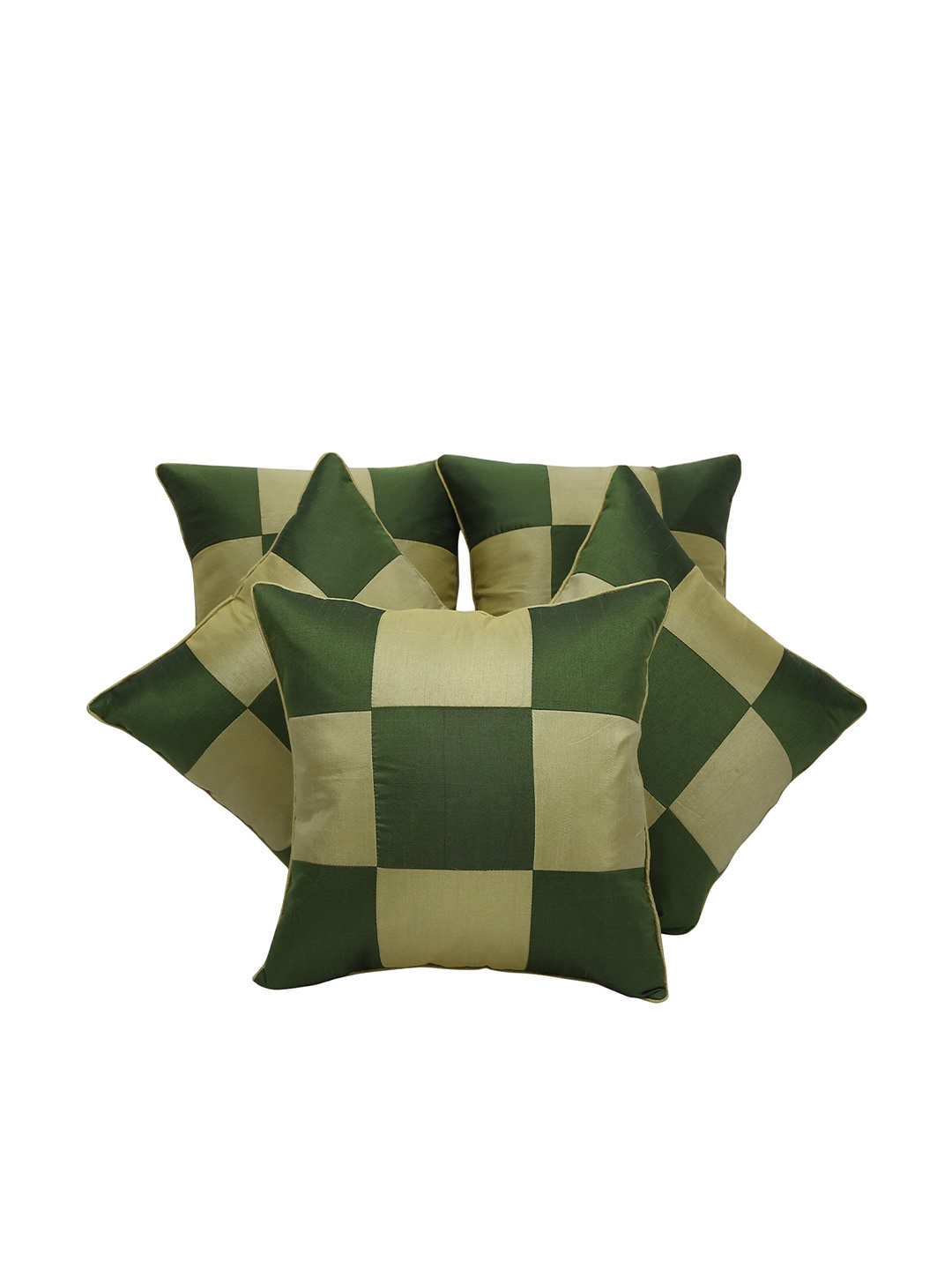 

Clasiko Green & Olive Green Set of 5 Checked Square Cushion Covers