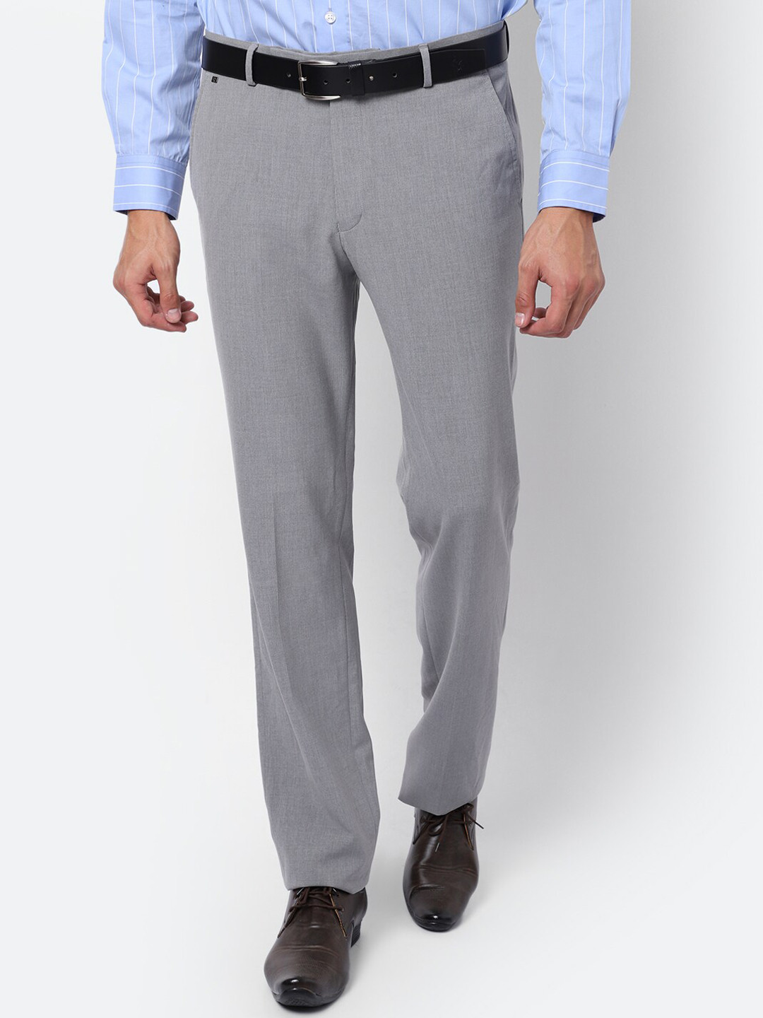 

Cantabil Men Grey Solid Trousers