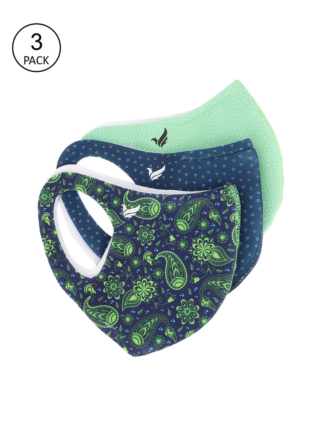

Blackberrys Men Pack Of 3 Printed 3-Ply Cotton Cloth Masks, Navy blue