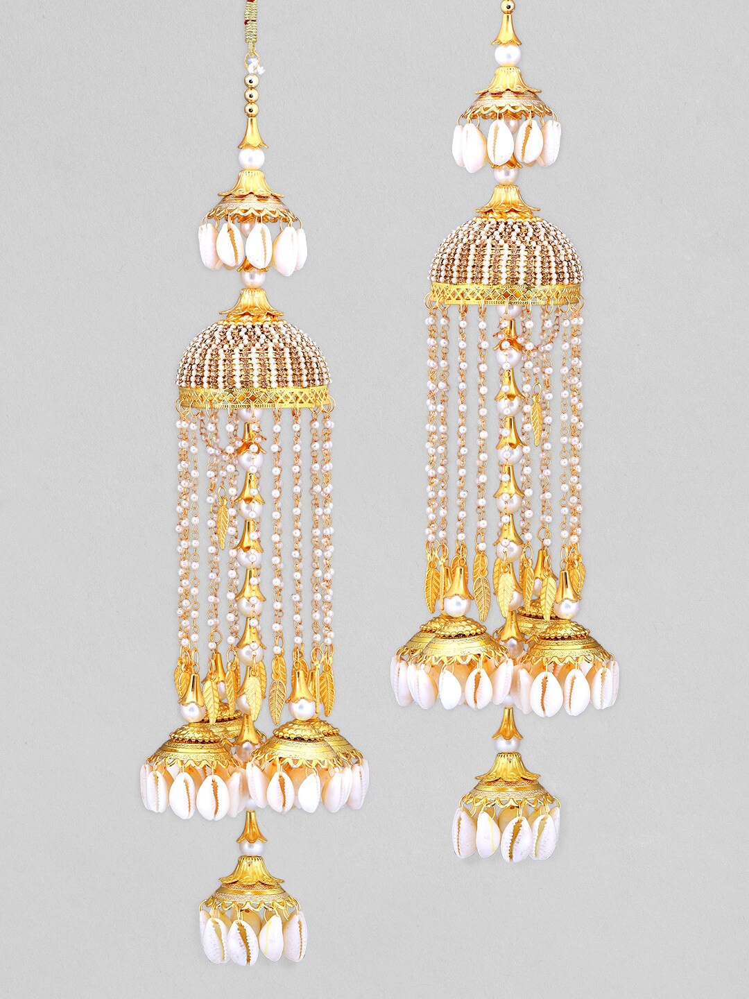

Rubans Set Of 2 24K Gold-Plated White Pearl Beaded Kaleera