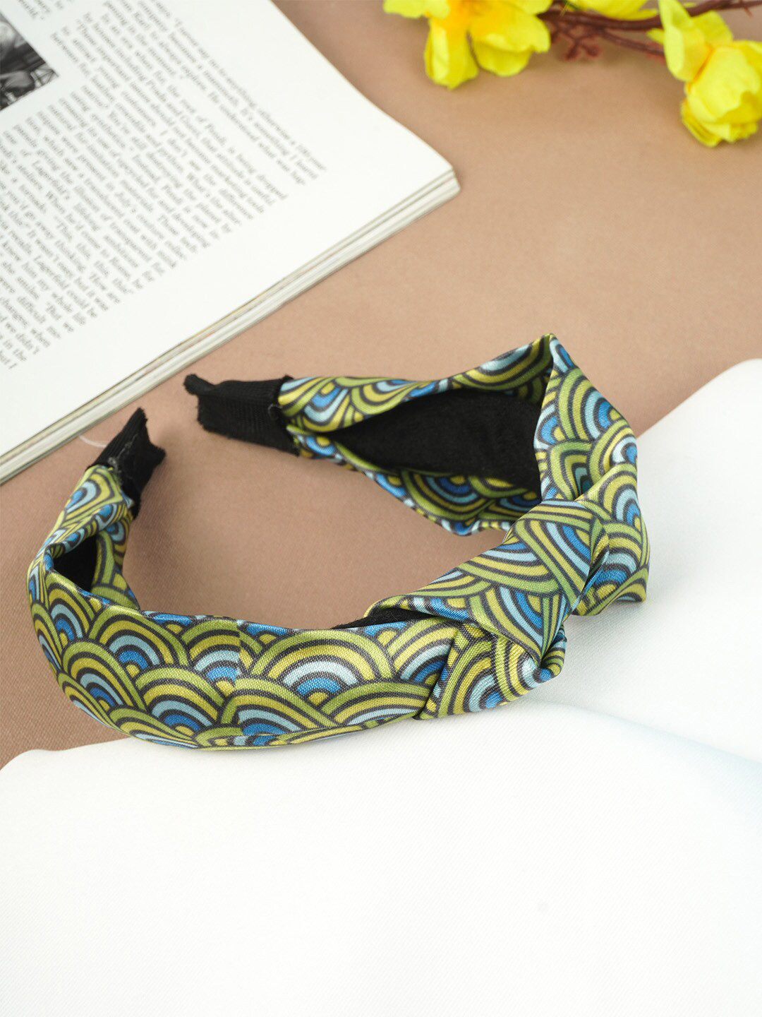 

Emmie Women Blue & Yellow Printed Knotted Hairband