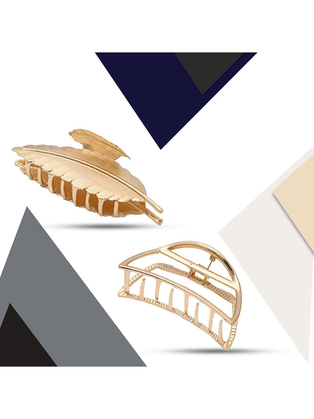 

Krelin Women Gold-Toned Claw Clip Pack Of 2