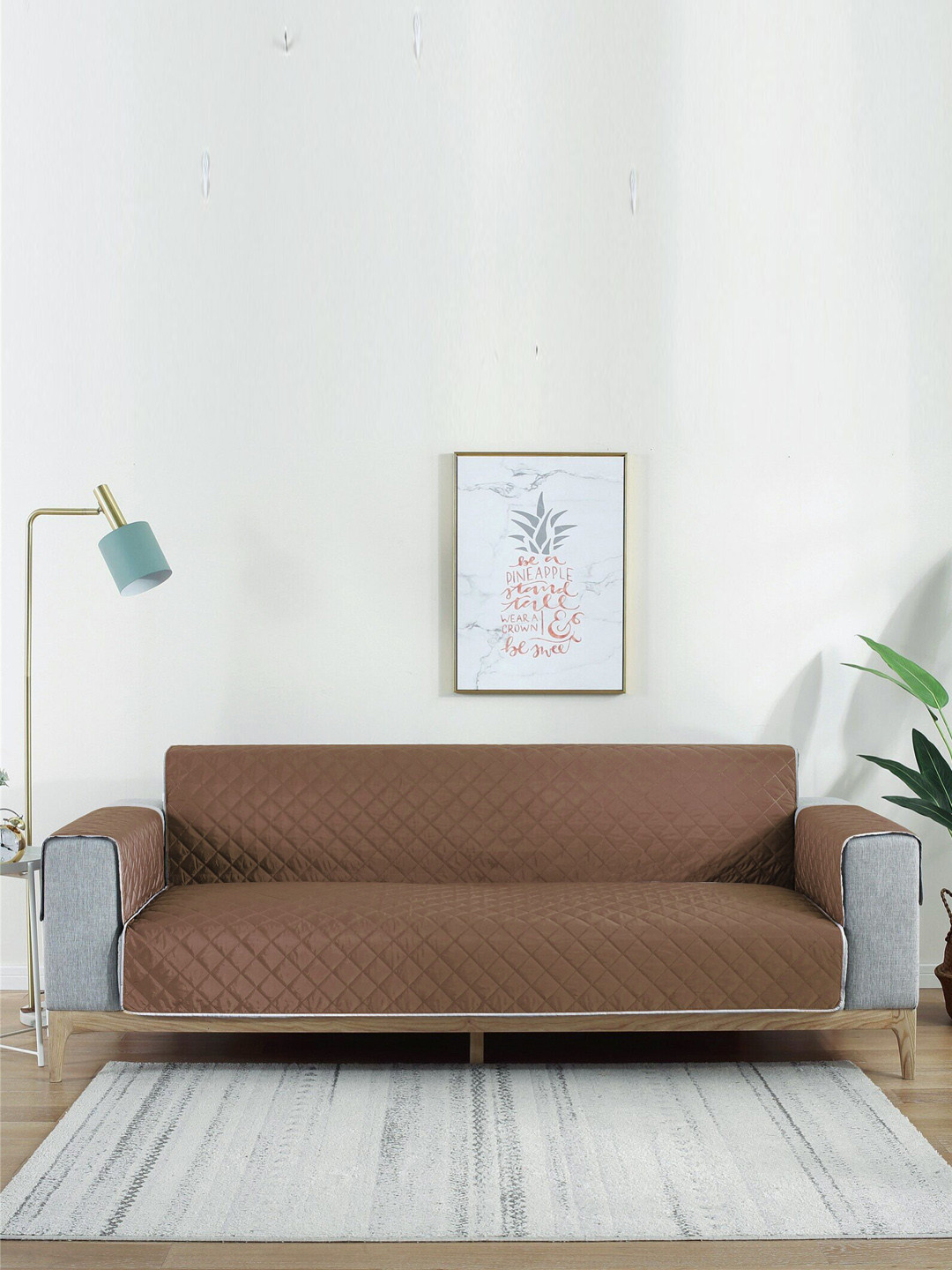 

Cortina Brown & Silver Reversible Quilted 3 Layered Two Seater Sofa Cover