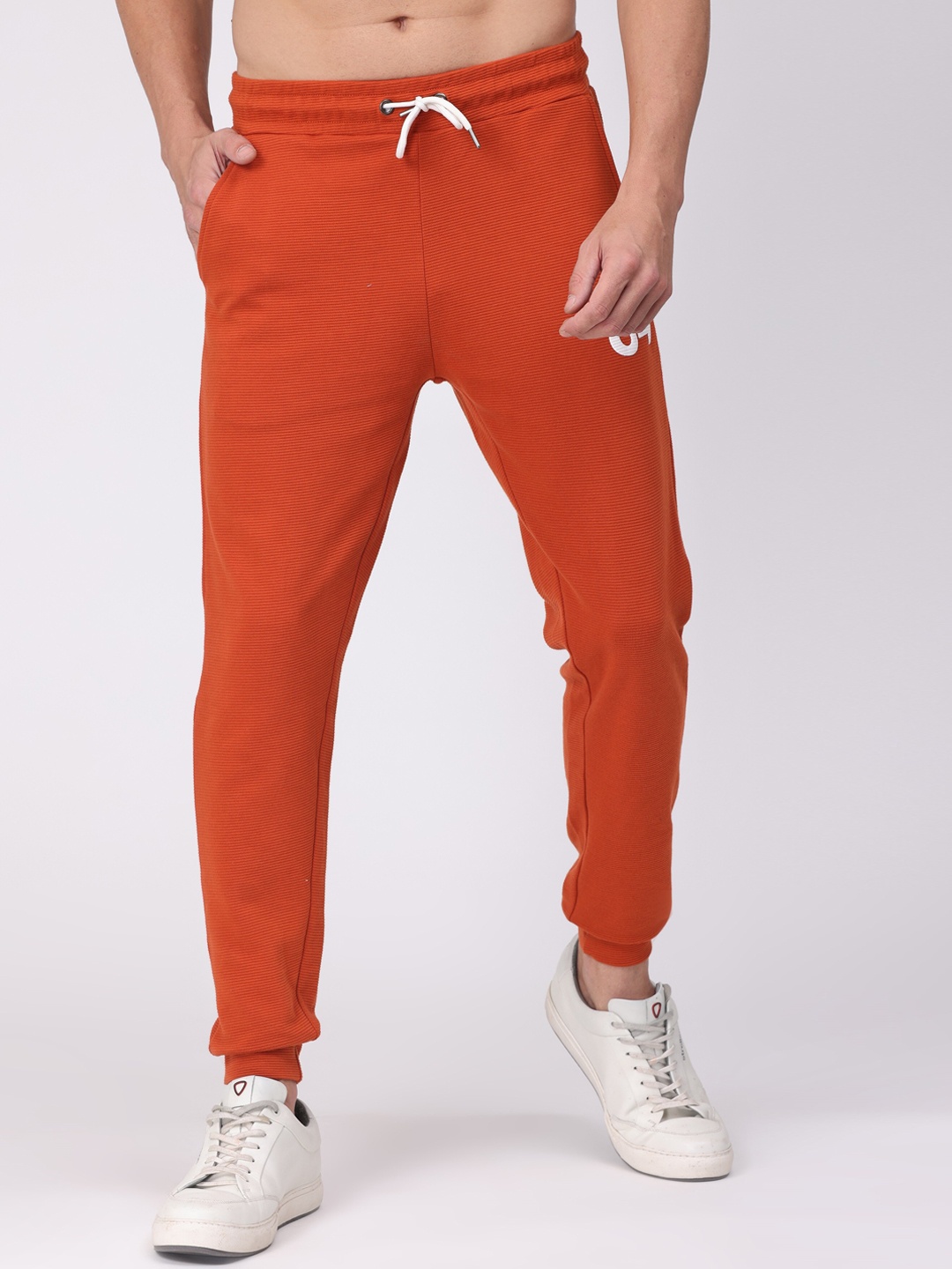 

POLONIUM Men Orange Solid Jogger Track Pant