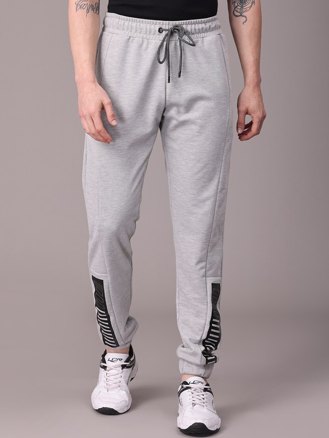 

POLONIUM Men Grey Solid Jogger Track Pant