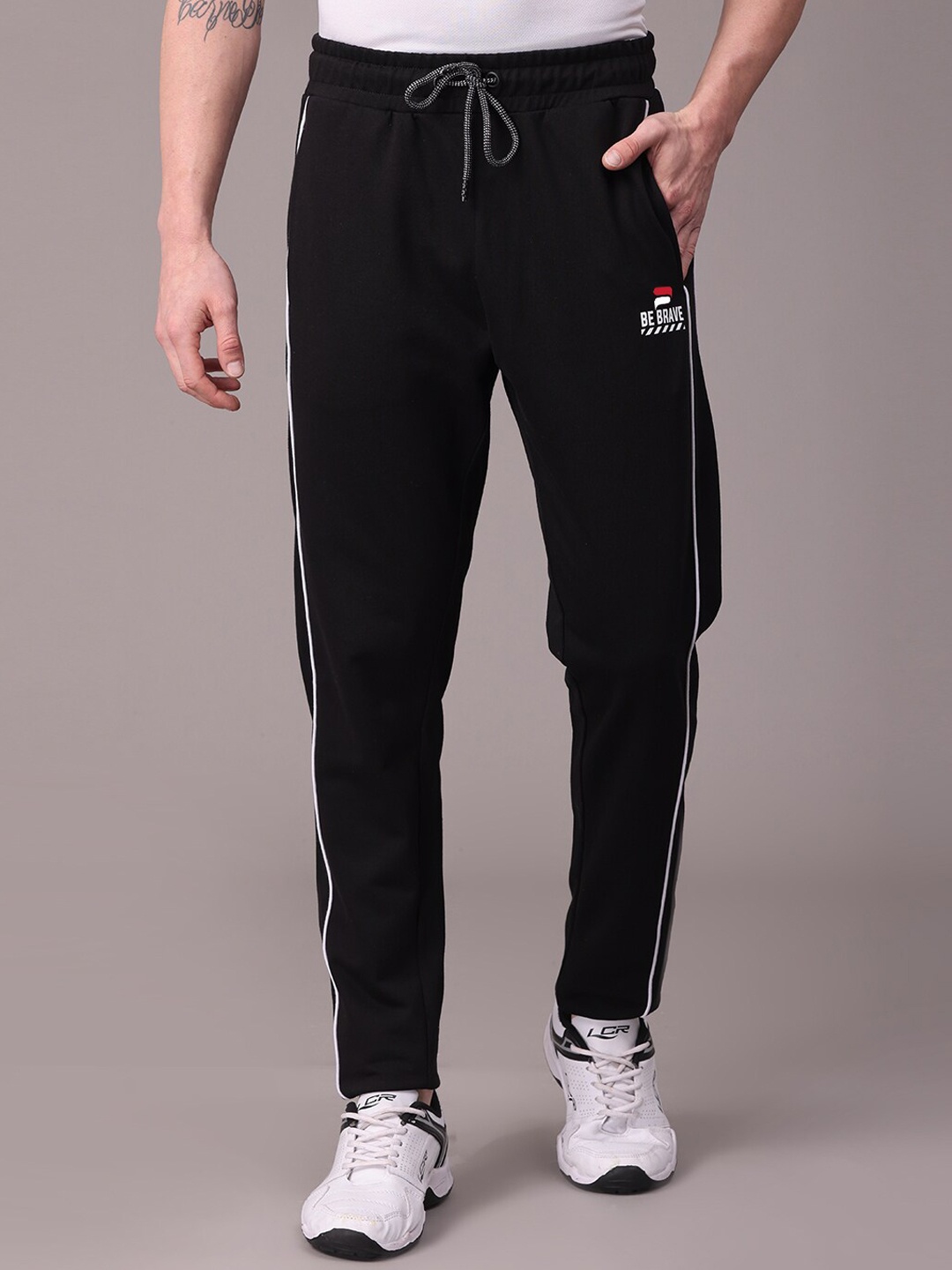 

POLONIUM Men Black Solid Track Pants
