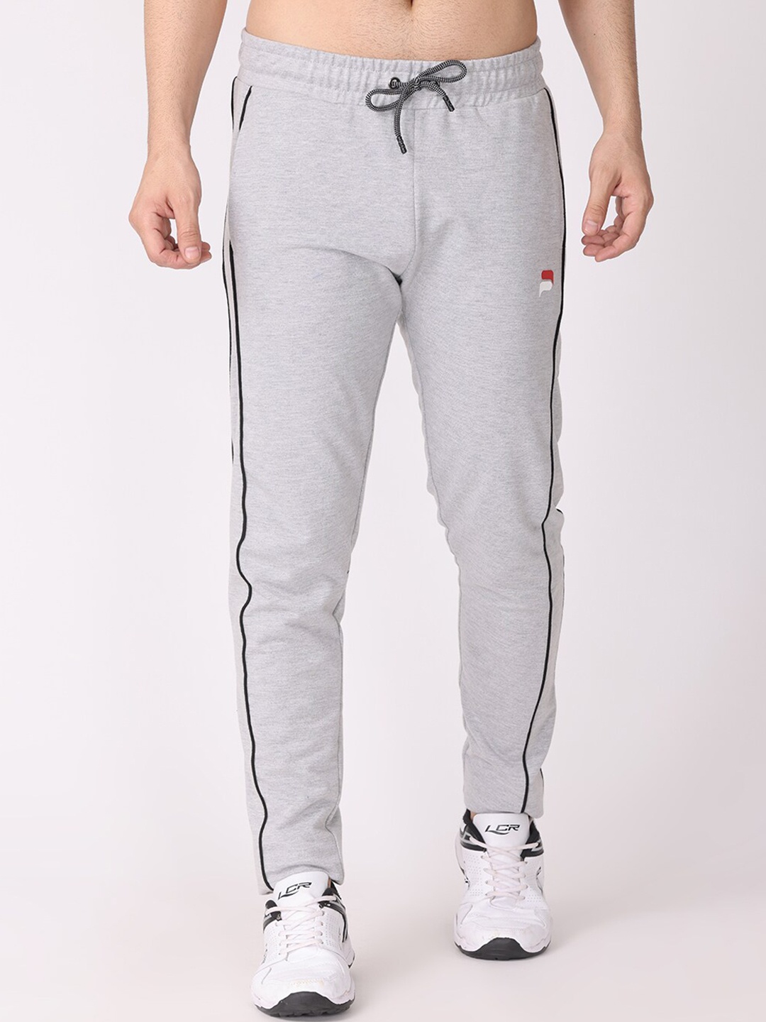 

POLONIUM Men Grey Solid Track Pants