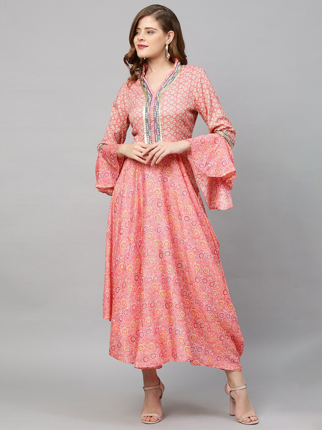 

FASHOR Women Pink Floral Printed Maxi Dress