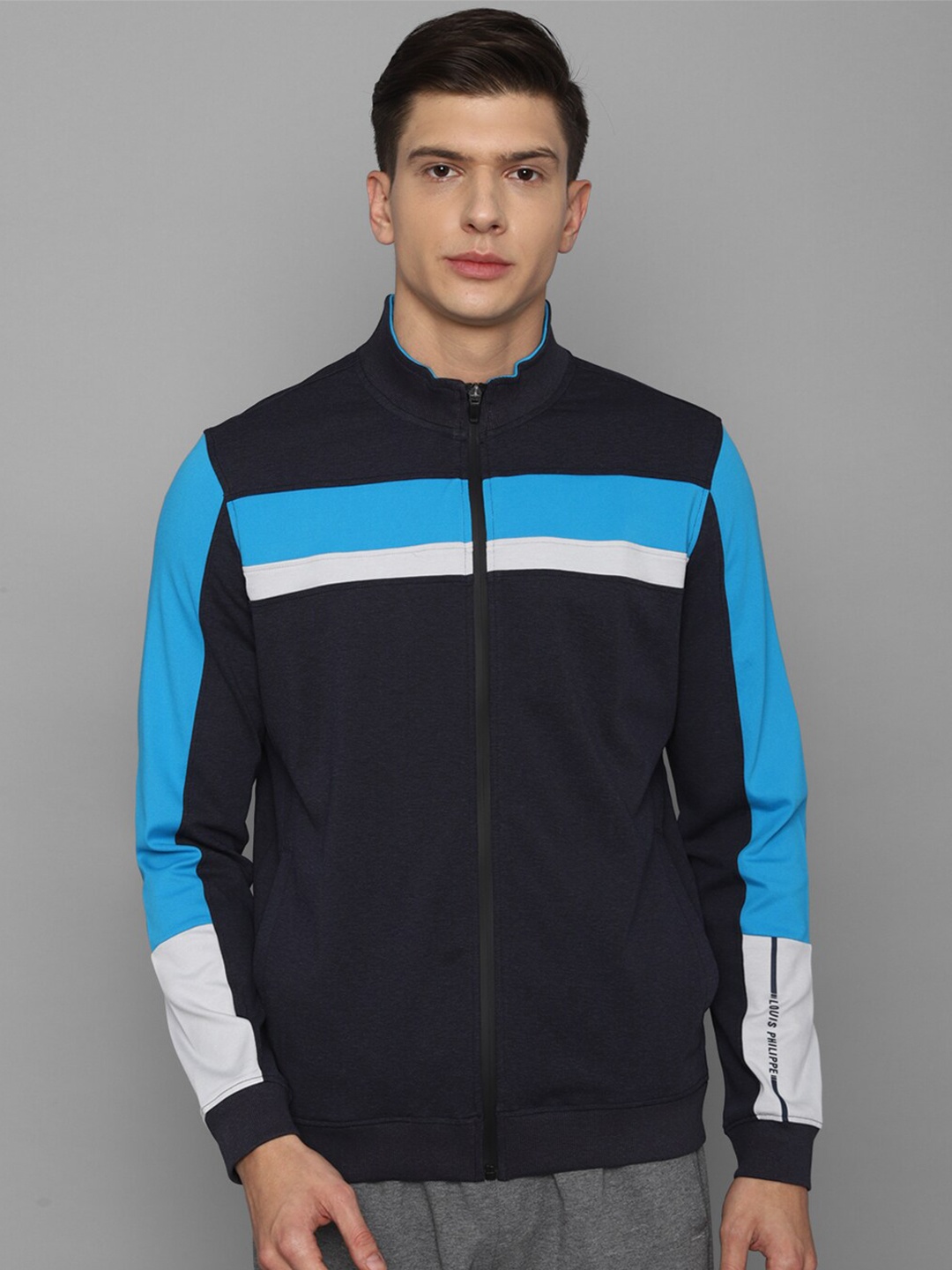 

Louis Philippe ATHPLAY Men Navy Blue Colourblocked Sweatshirt