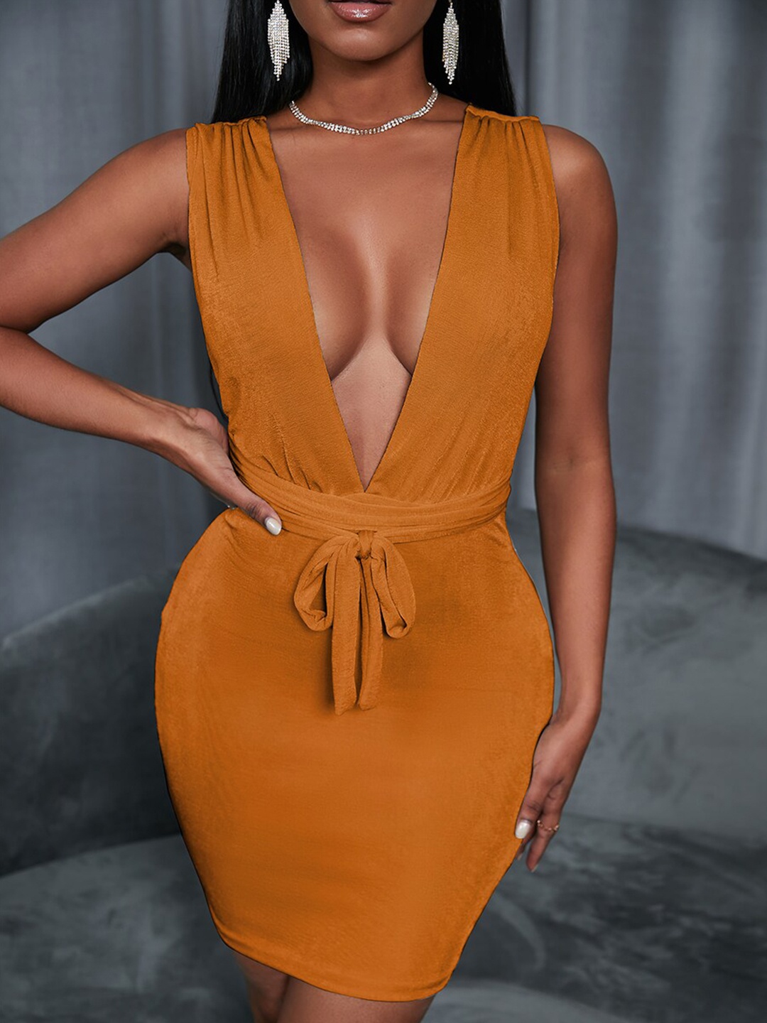 

URBANIC Yellow Bodycon Dress