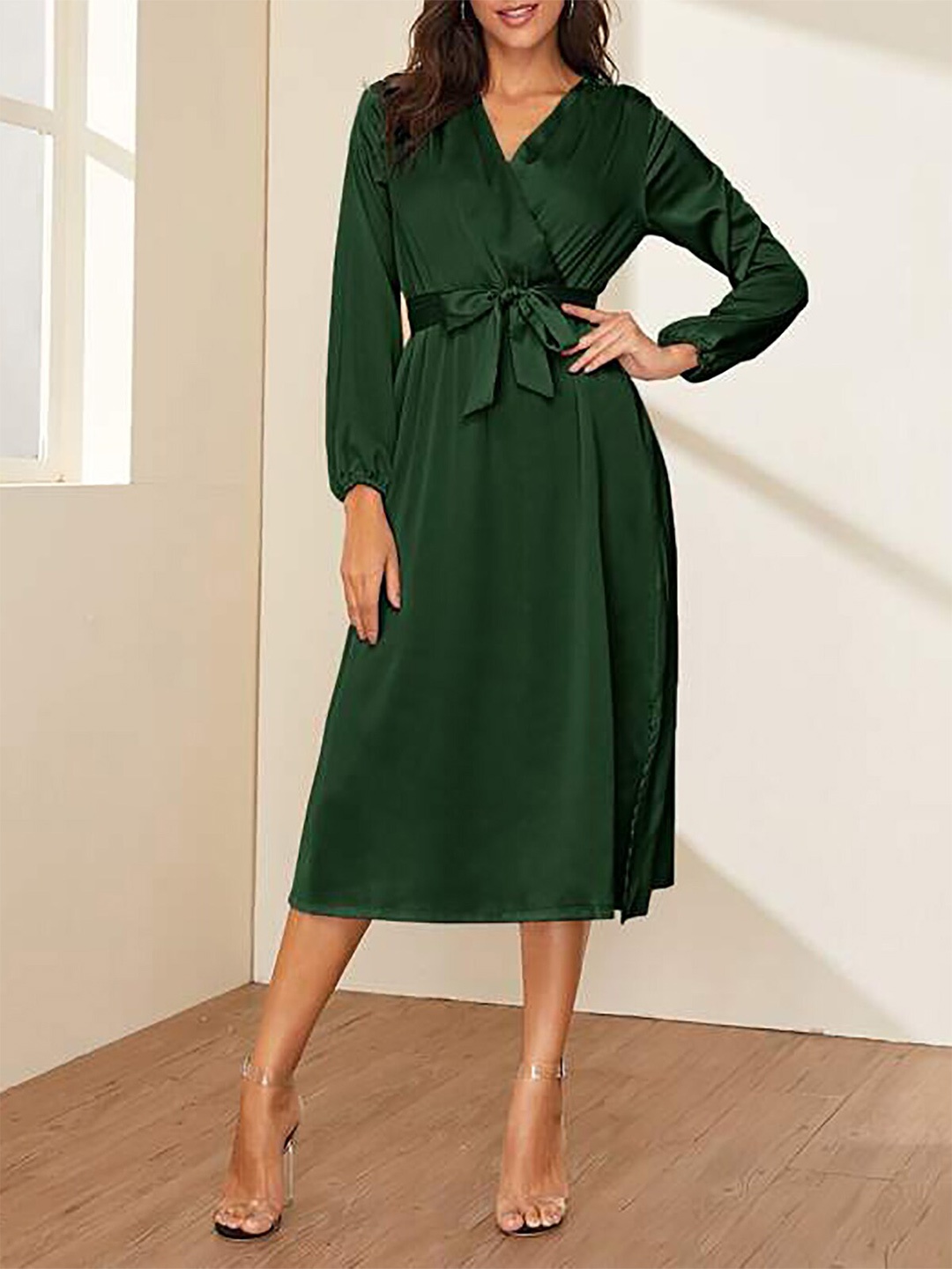 

URBANIC Olive Green Midi Dress
