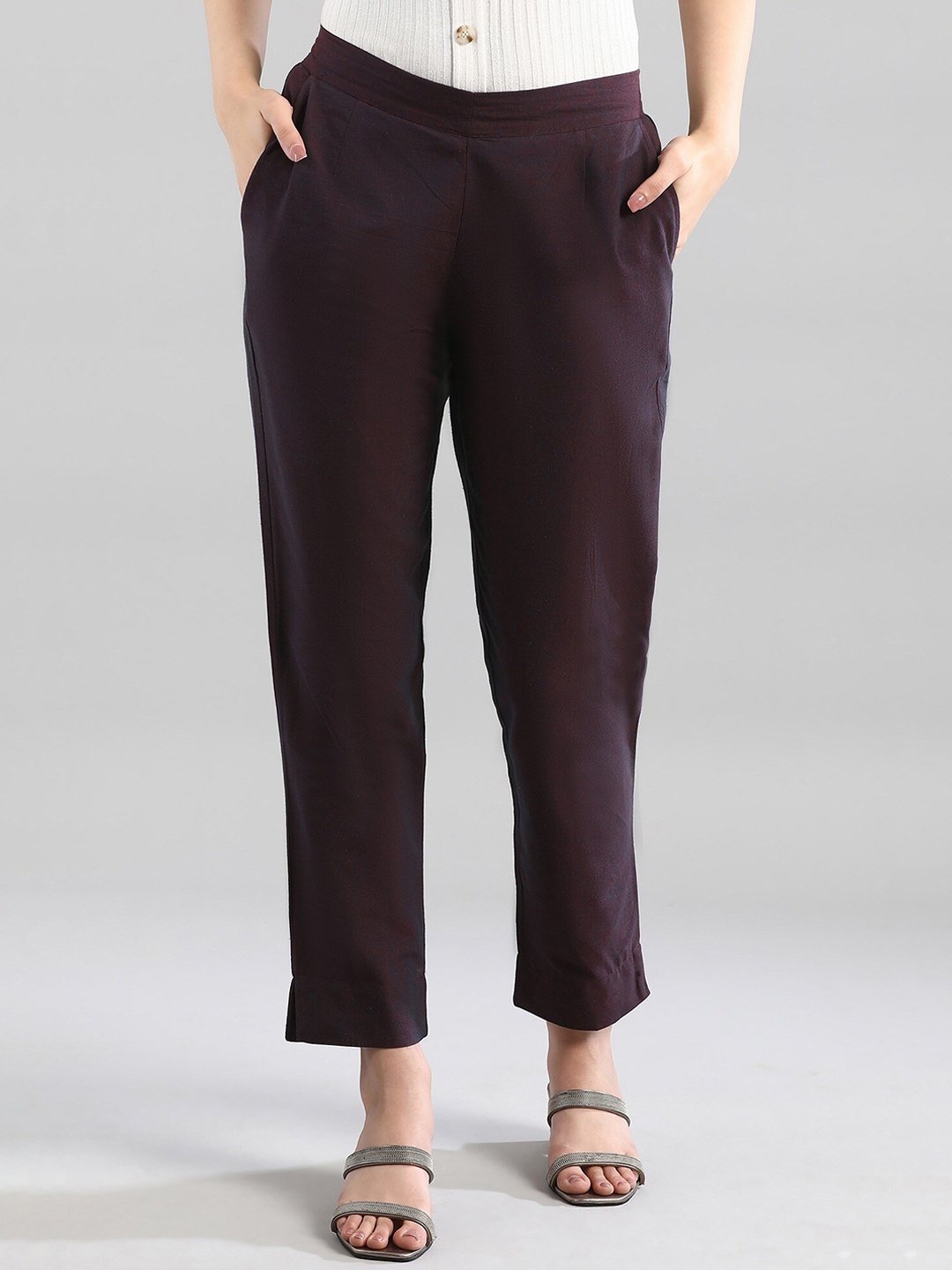 

AURELIA Women Purple Cotton Trousers